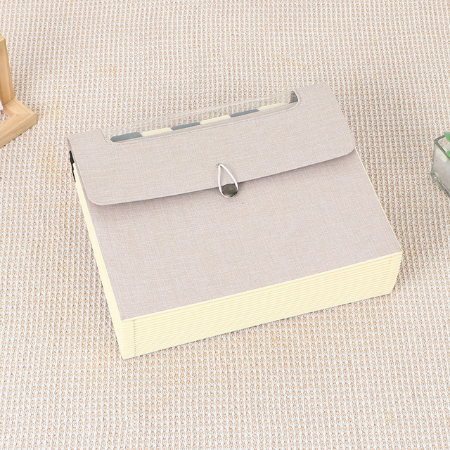 تغطية الكتان المخصصة بالجملة A4 Cload Hard Cardboard 17-Pocking Filement Formizer School Bag Folder Bungee Closure Custom Paper