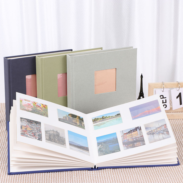 عالي الجودة DIY قماش الكتان النسيج 6 × 4 النافذة الأمامية ملونة زفاف عائلة عائلي الألبوم كتاب الإغلاق-wholesale