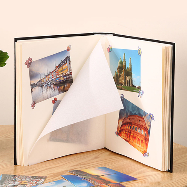 شعار مخصص 4 × 6 و 6 × 4 ألبومات صور غلاف فوتوغرافية مادة زجاجية غلاسين ورقة ديي ملزمة مثالية لمدرسة زفاف الأطفال