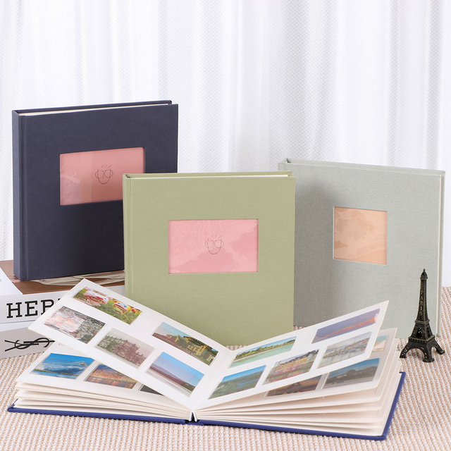 ألبوم DIY ألبوم ملون قماش قطعة قماش من القماش مع النافذة الأمامية 6x4 Slip-In for Wedding Baby Family Photo