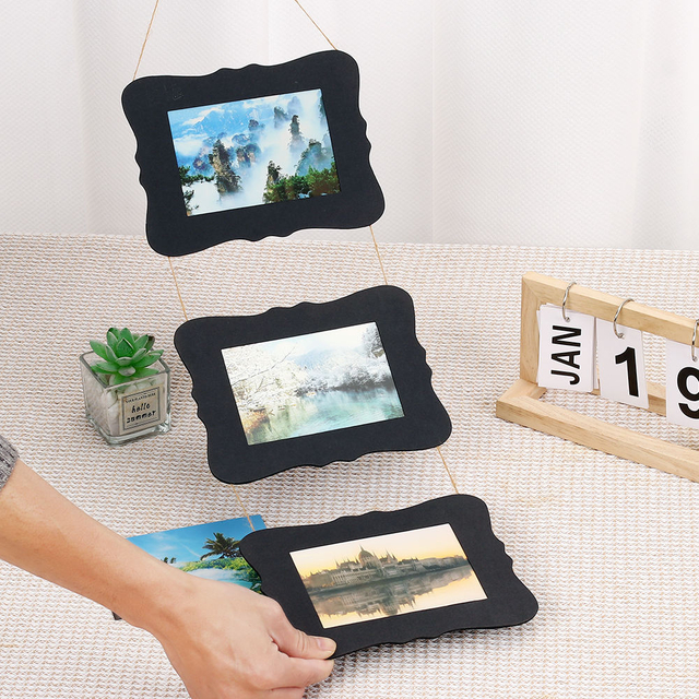 OEM Wholesale 4x6 Hard Cardboard Paper Picture Frames Triple Frame Collage Decor Decor