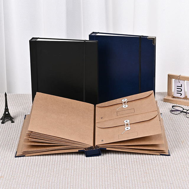 OEM مخصص منظم مستندات الورقة في حالة ذهابي Binder Kraft Paper للتسجيل ملف صور المعلومات الشخصية