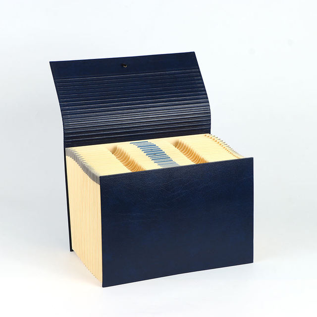 منظم مجلد الملف التوسع في الجبال على ارتفاع 24 جيبًا A4 Size PU Cover Hard Cardboard Bungee Closure Office Use Recyclable