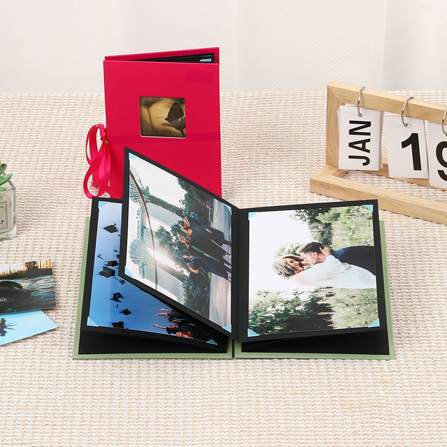 OEM مخصص 4x6 Slip-in Explosion Photo Photo Abrum Closure مع النافذة الأمامية لتخرج عيد ميلاد عائلة ومناسبات الزفاف